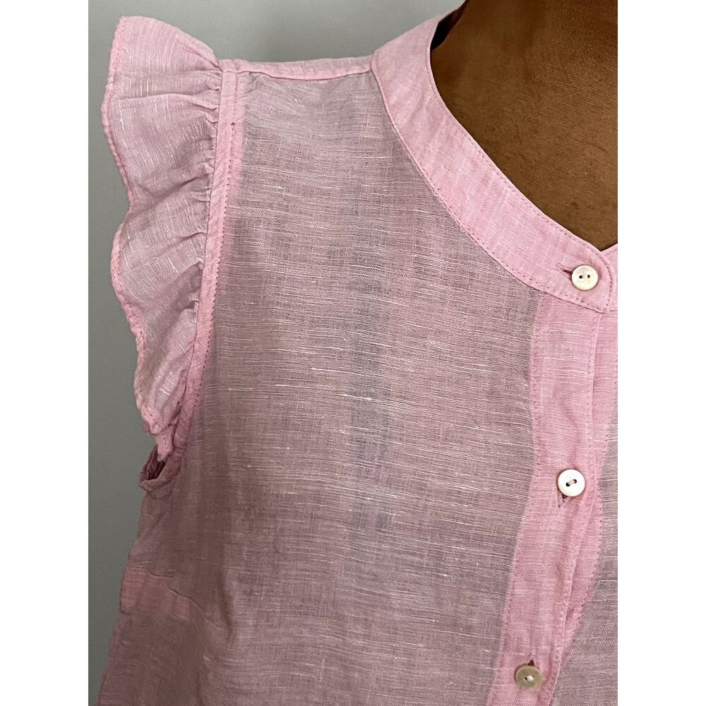Lilly Pulitzer Sz S Briette Linen Button Down Shirt Pink Classic Vacation Resort - Picture 7 of 12